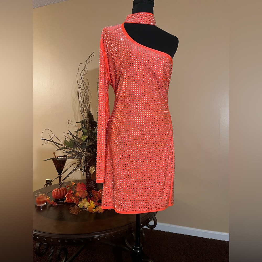 Glamorous One-Shoulder Coral Dress